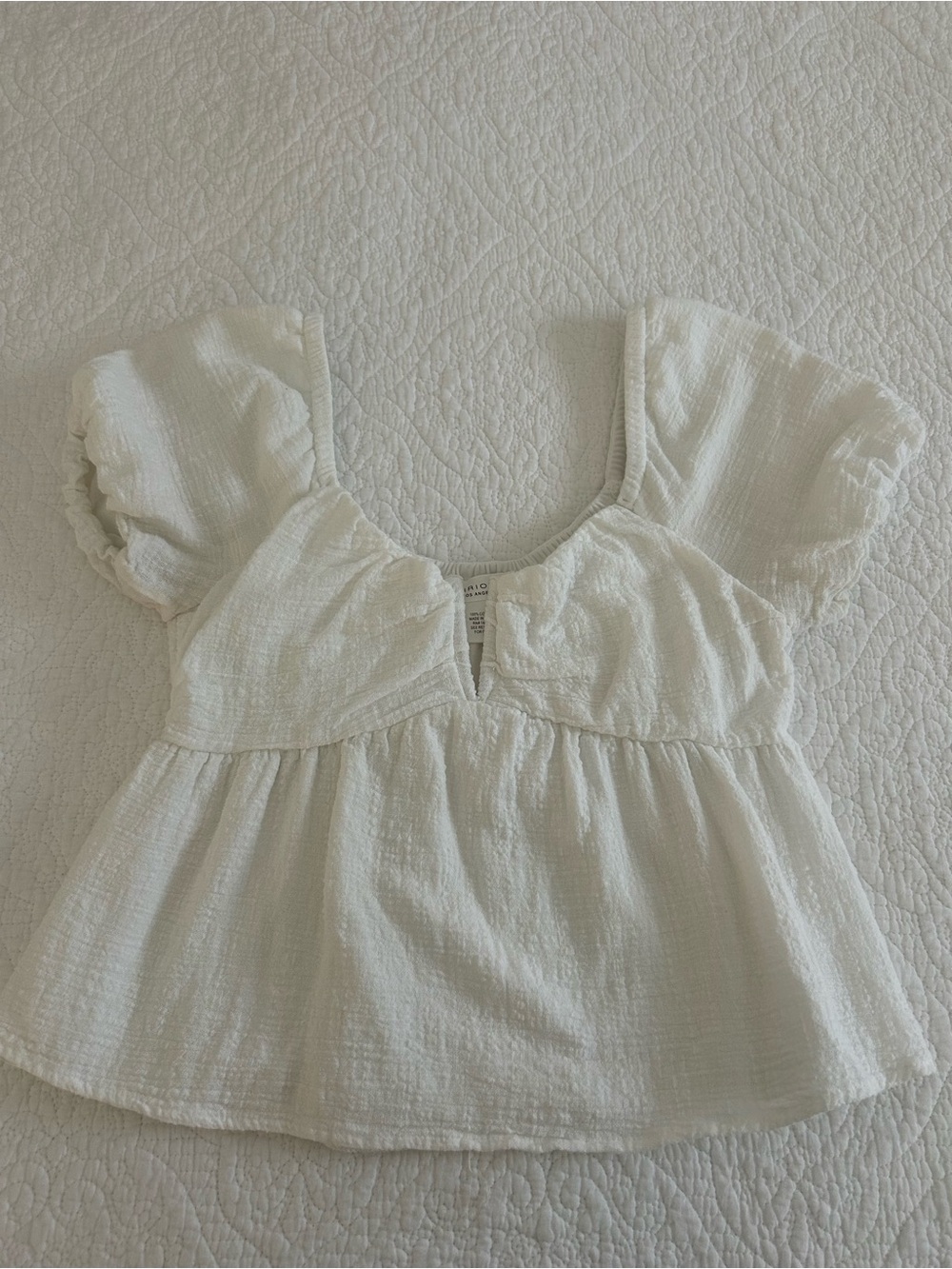 Princess Polly White Puff-Sleeve Peplum Top
